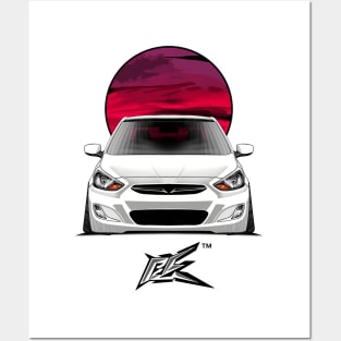 hyundai accent stanced white Posters and Art